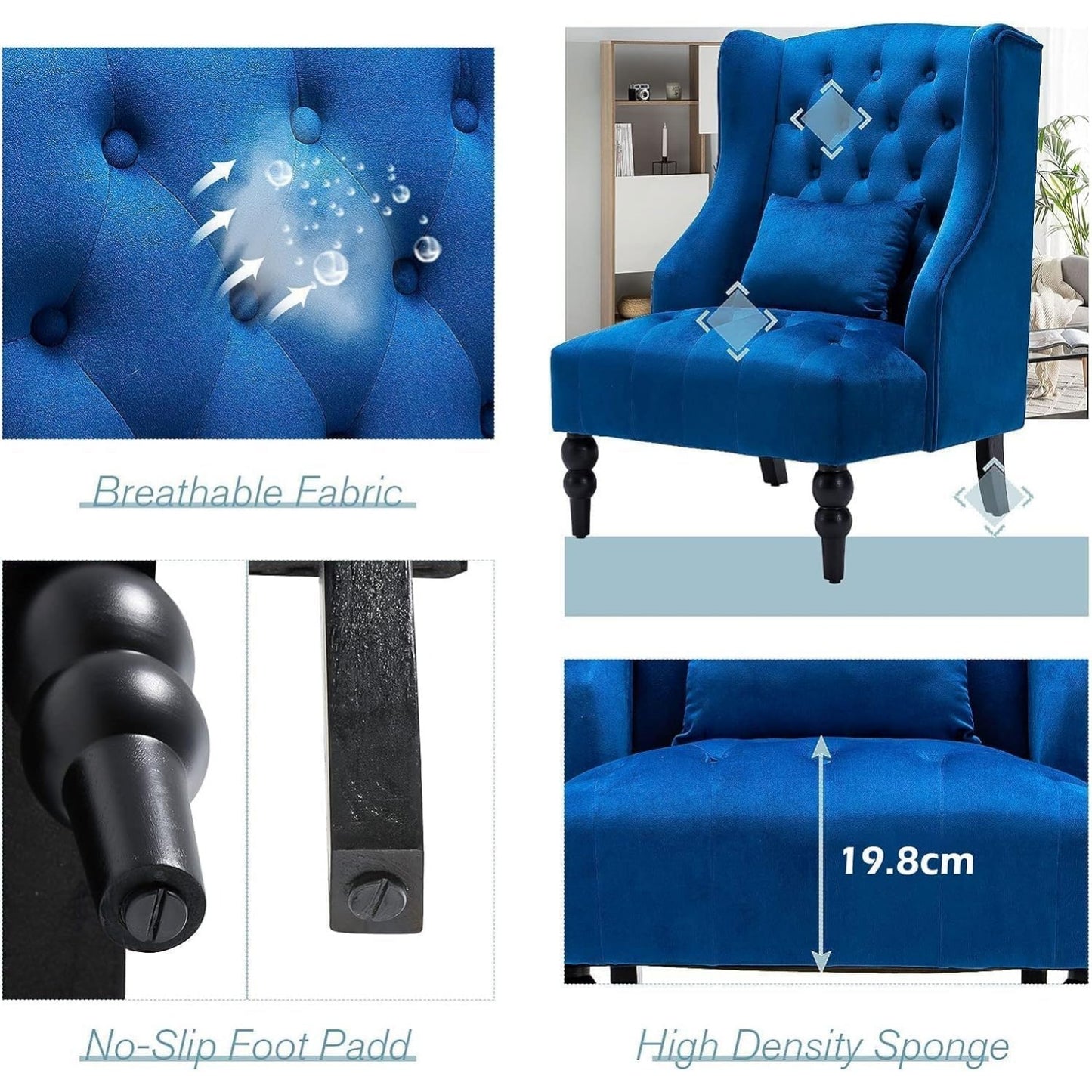 YODOLLA Wingback Armchair, Classic Accent Tub Club Chair