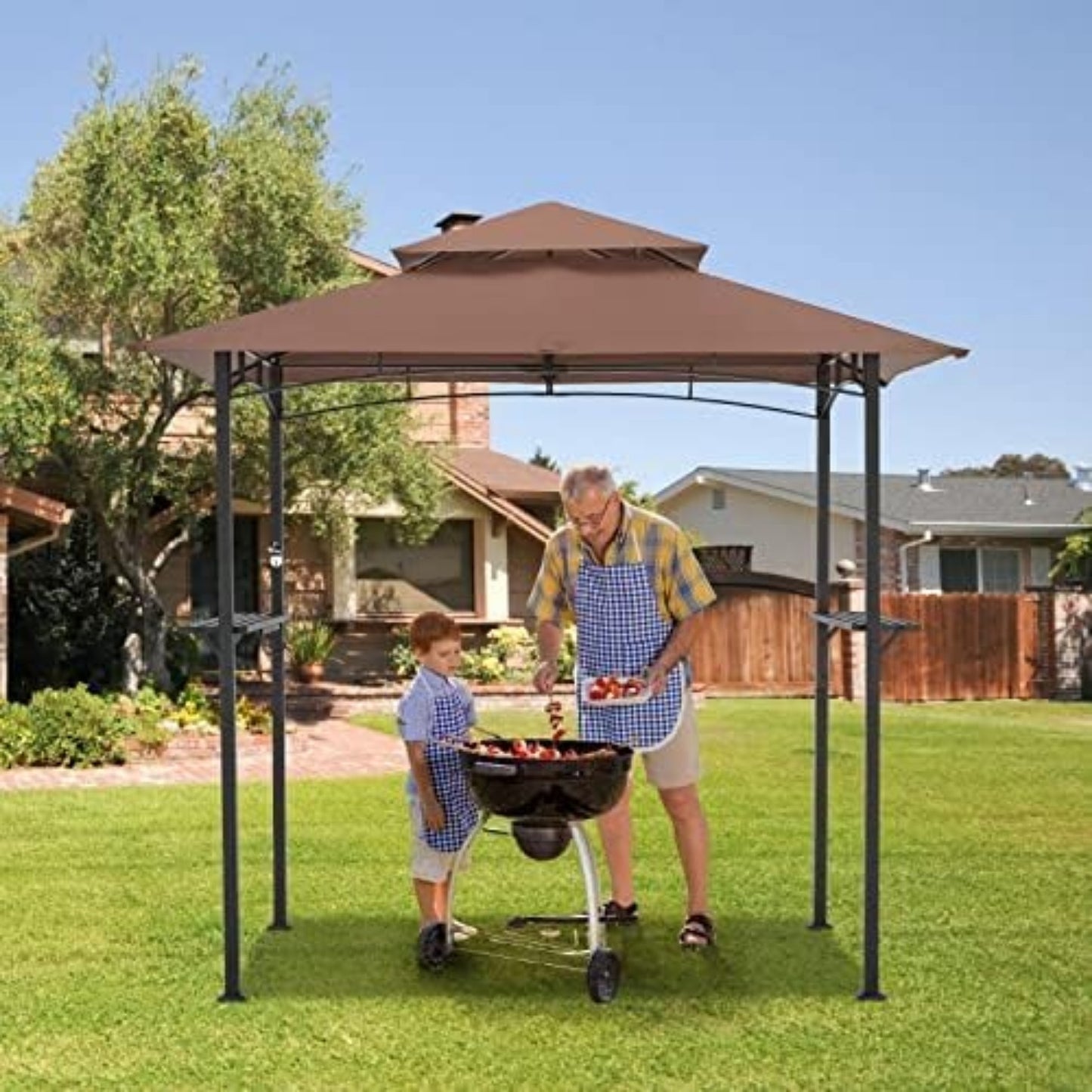 YODOLLA 2.5m Double-Tier BBQ Gazebo Grill Canopy