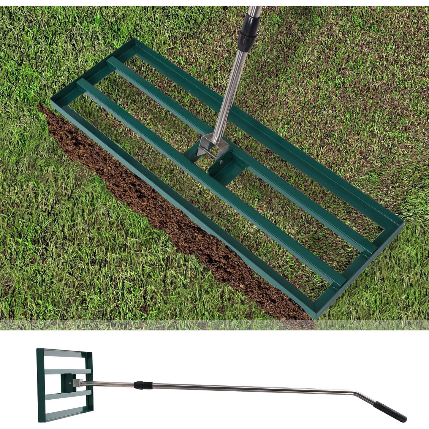 YODOLLA Lawn Leveling Rake, Stainless Steel Lawn Leveller Heavy Duty