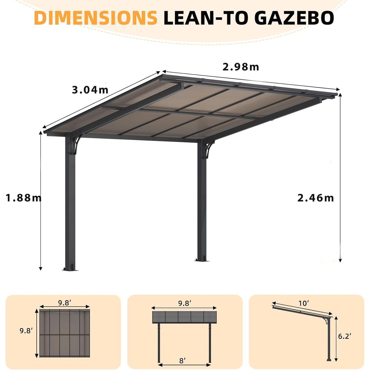 YODOLLA Metal Hardtop Gazebo, Waterproof Aluminium Pergola, Freestanding BBQ Shelter & Carport