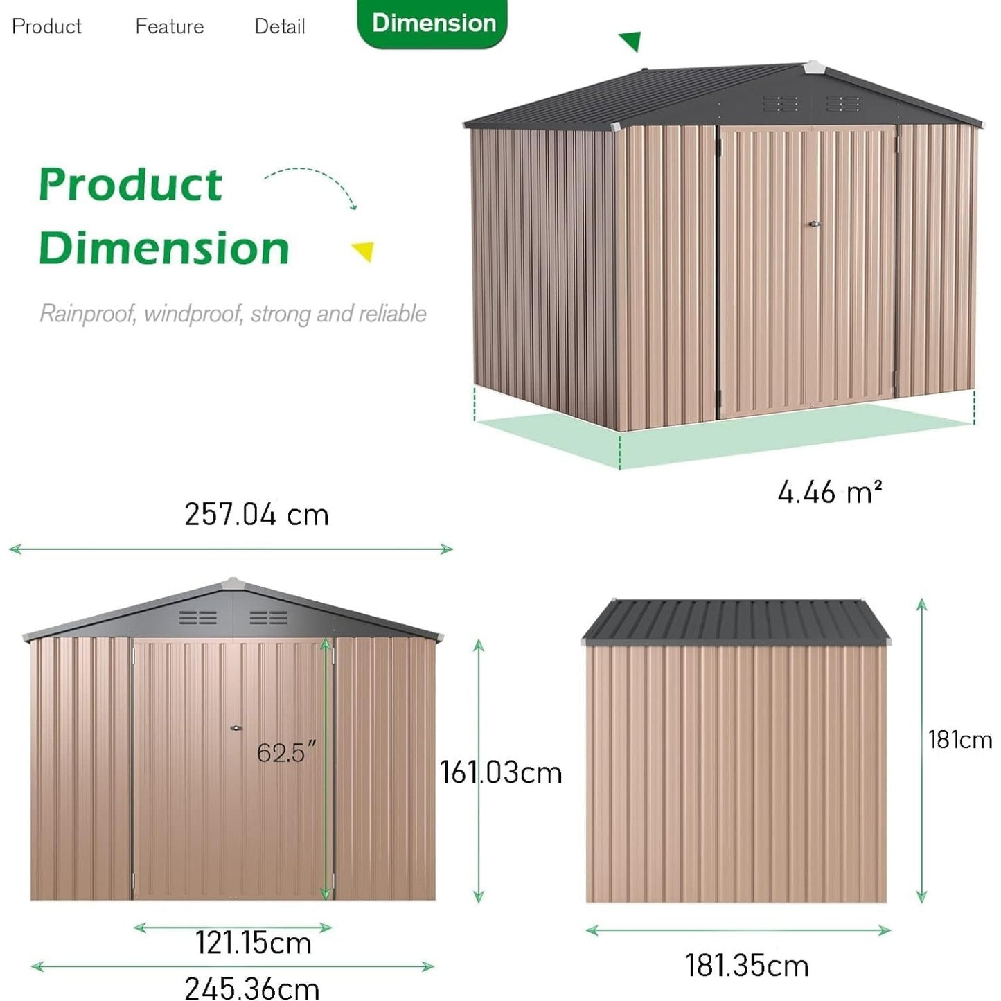 YODOLLA Outdoor Storage Shed, Bike Tool Garden Metal Sheds With Lockable Door