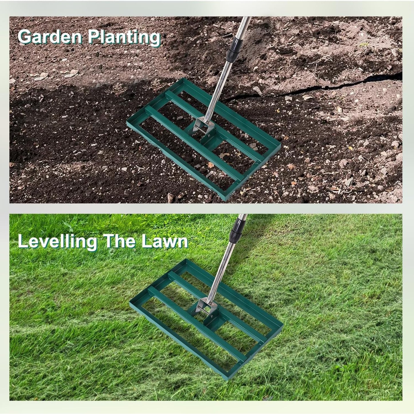 YODOLLA Lawn Leveling Rake, Stainless Steel Lawn Leveller Heavy Duty