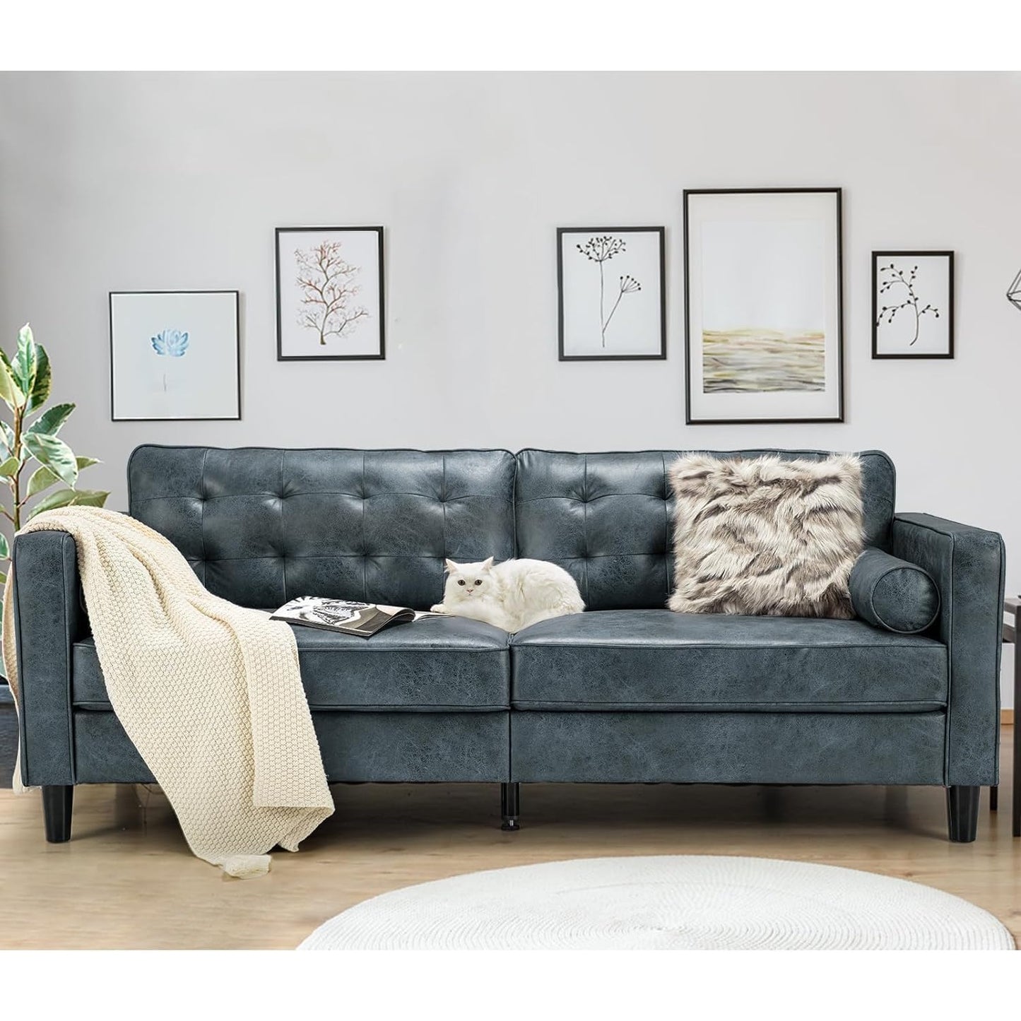 YODOLLA 3 Seater Sofa Large, 214cm Modern Sleeper Sofa Loveseat