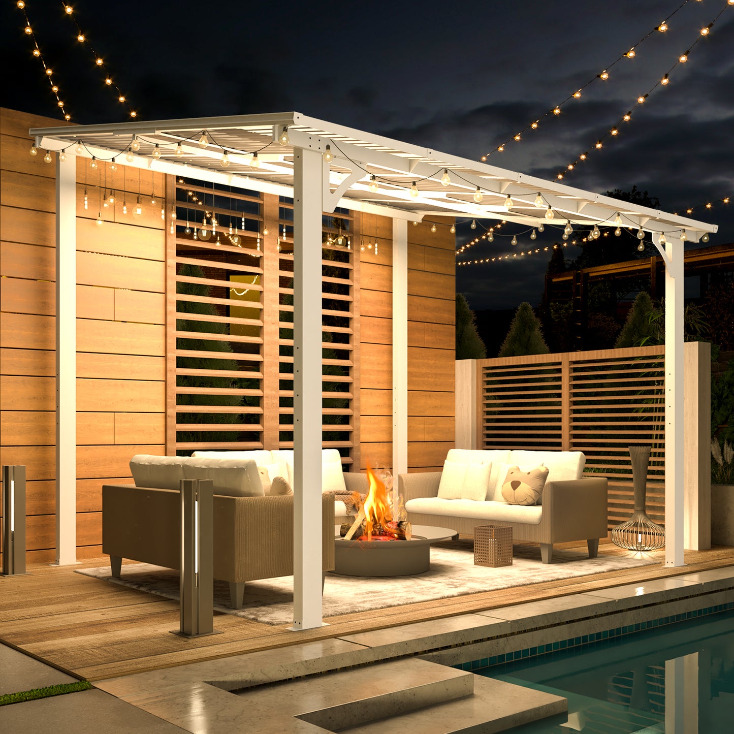 YODOLLA 2.4m x 3m Wall-Mounted Aluminium Awning Gazebo, Lean to Pergola
