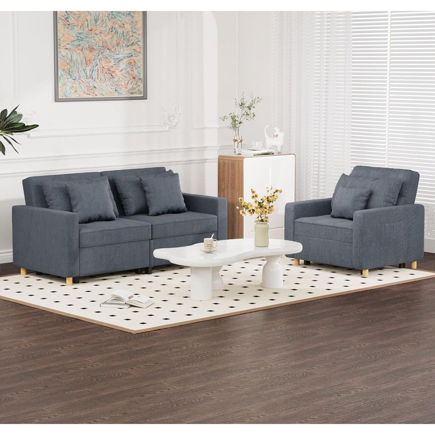 YODOLLA Sofa Bed Sleeper Pull Out Convertible, 2-Seater 3-in-1 Sofa Couch Beds