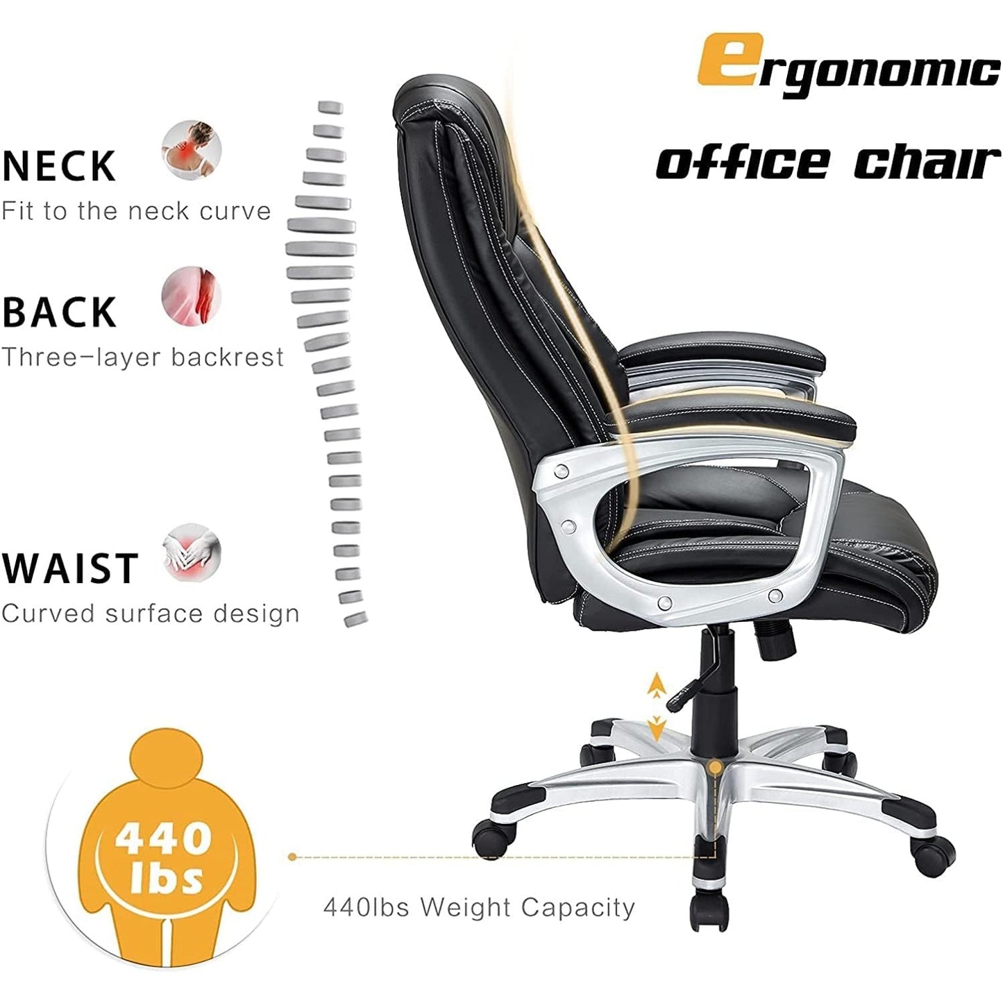 YODOLLA Leather Office Chair Ergonomic with High Back