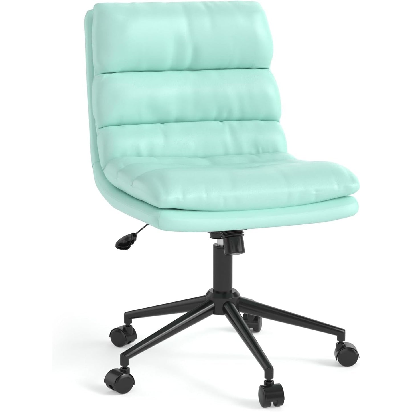 YODOLLA Armless Office Chair Wide Seat, Height Adjustable Computer Swivel Vanity Chairs