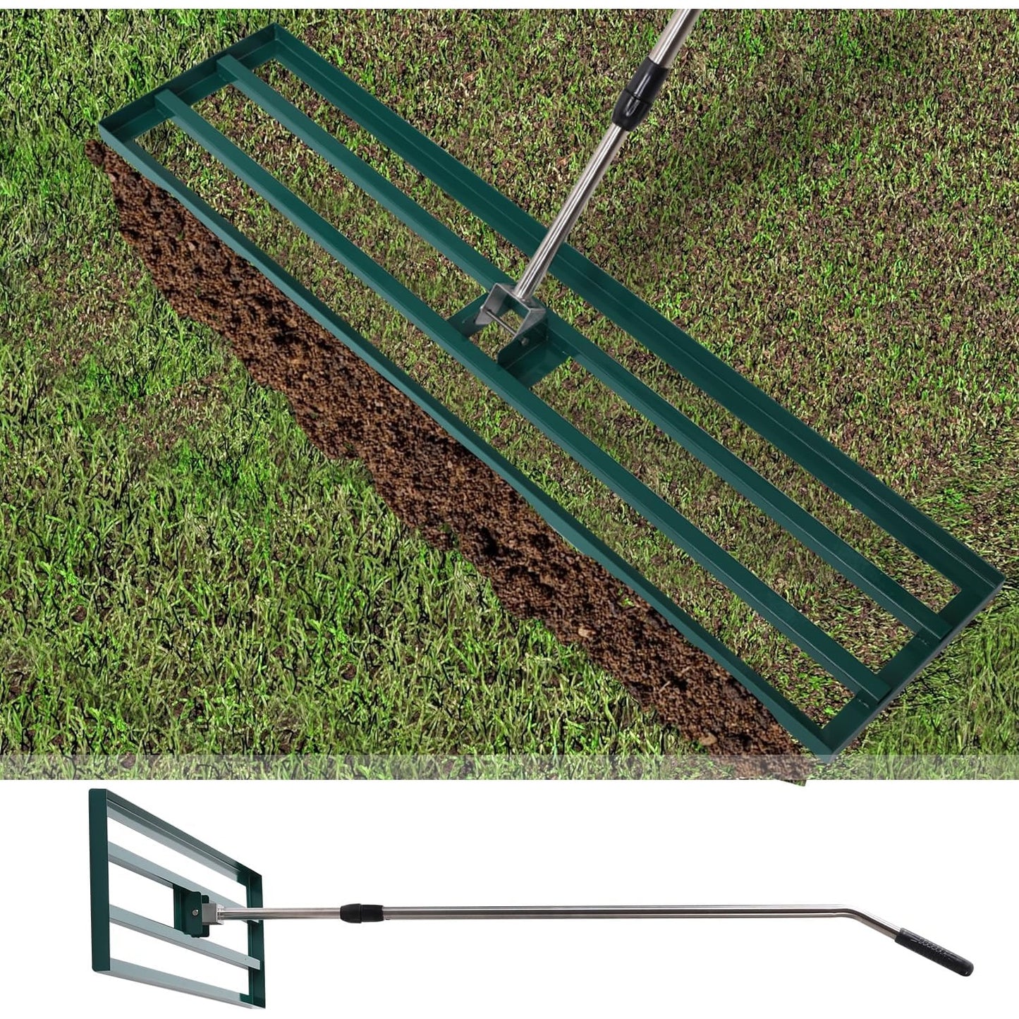 YODOLLA Lawn Leveling Rake, Stainless Steel Lawn Leveller Heavy Duty