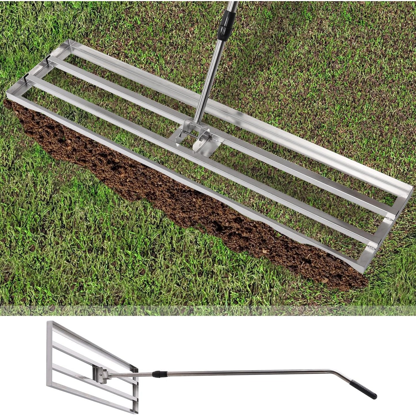 YODOLLA Lawn Leveling Rake, Stainless Steel Lawn Leveller Heavy Duty