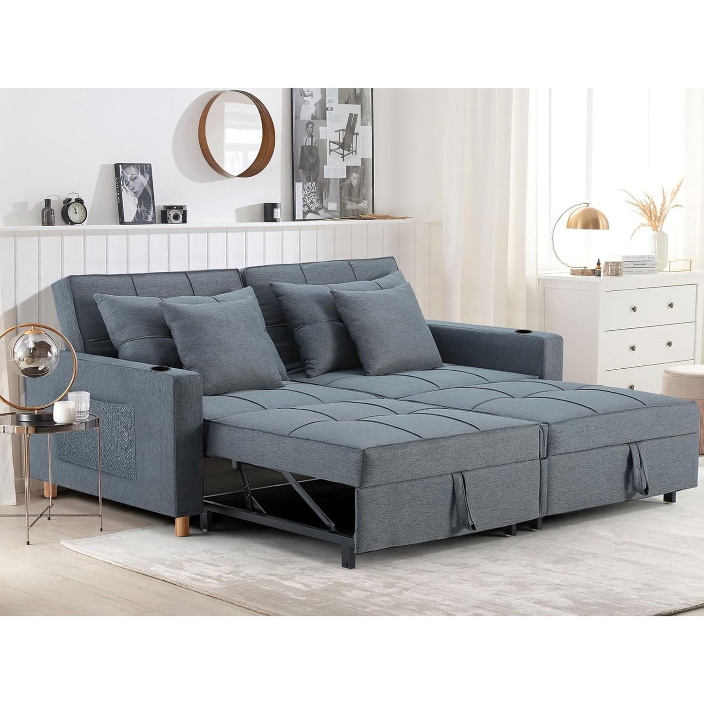 YODOLLA Sofa Bed Sleeper Pull Out Convertible, 2-Seater 3-in-1 Sofa Couch Beds