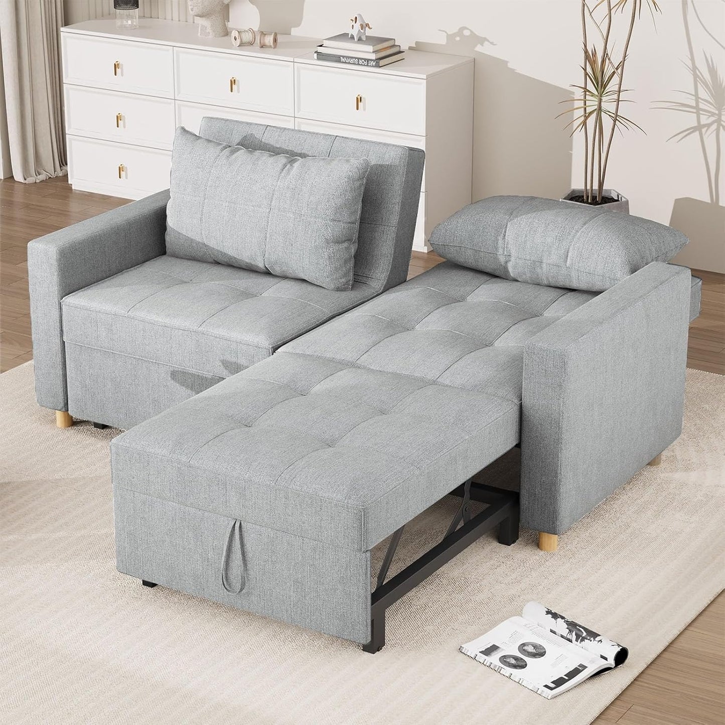 YODOLLA Sofa Bed Sleeper Pull Out Convertible, 2-Seater 3-in-1 Sofa Couch Beds