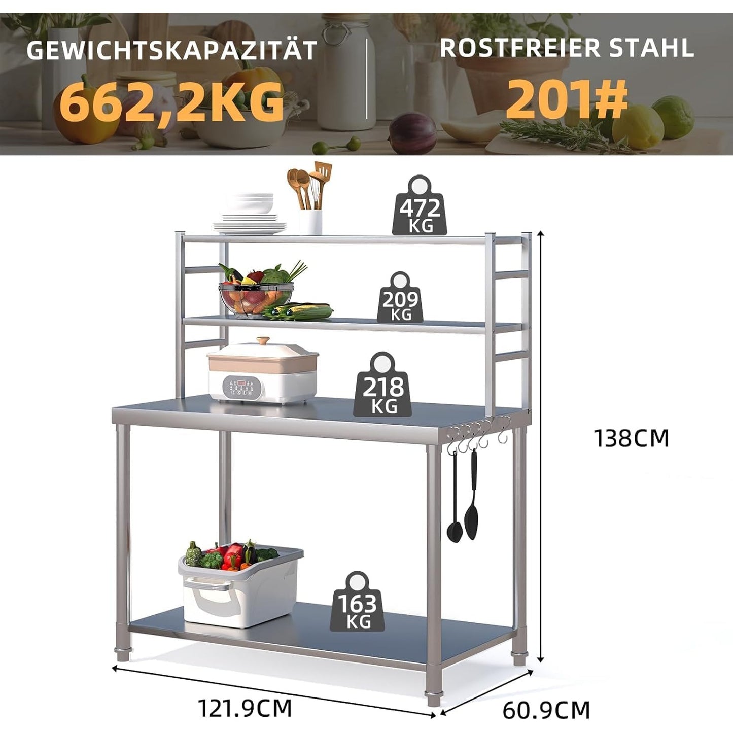 YODOLLA Stainless Steel Kitchen Work Table