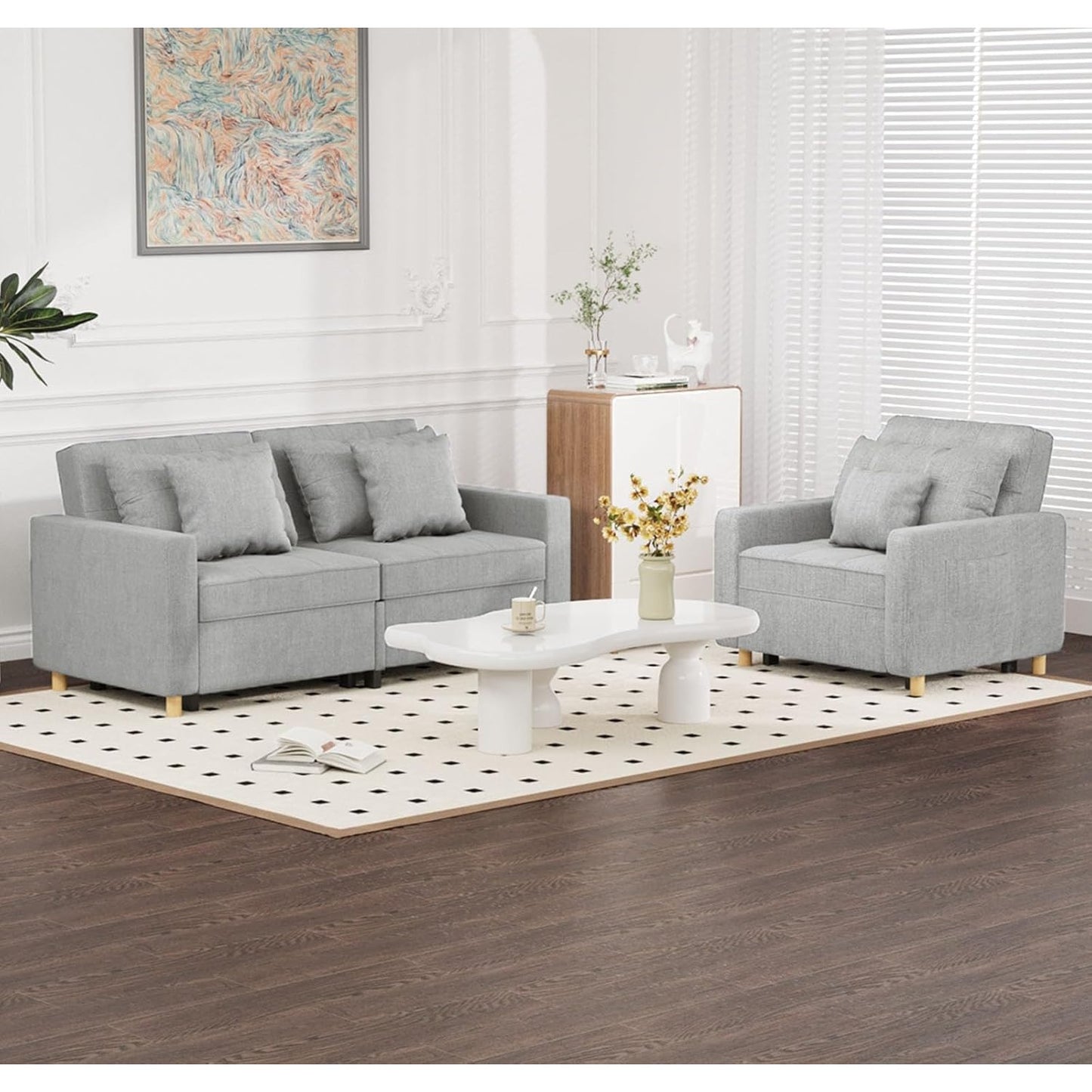 YODOLLA Sofa Bed Sleeper Pull Out Convertible, 2-Seater 3-in-1 Sofa Couch Beds