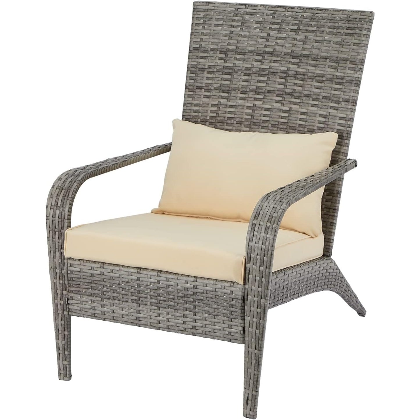 YODOLLA Adirondack PE Rattan Garden Chair, Outdoor Armchair Wicker Lounge Chairs