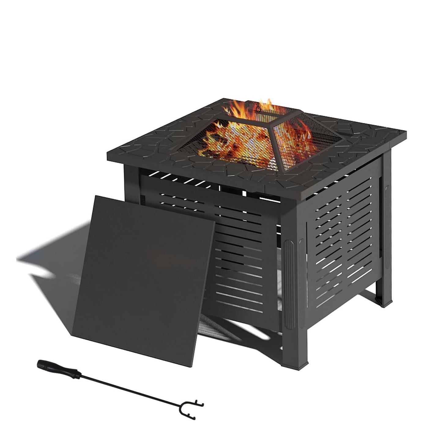 YODOLLA Large Fire Pit Table, Metal Fire Pits for Outdoor BBQ