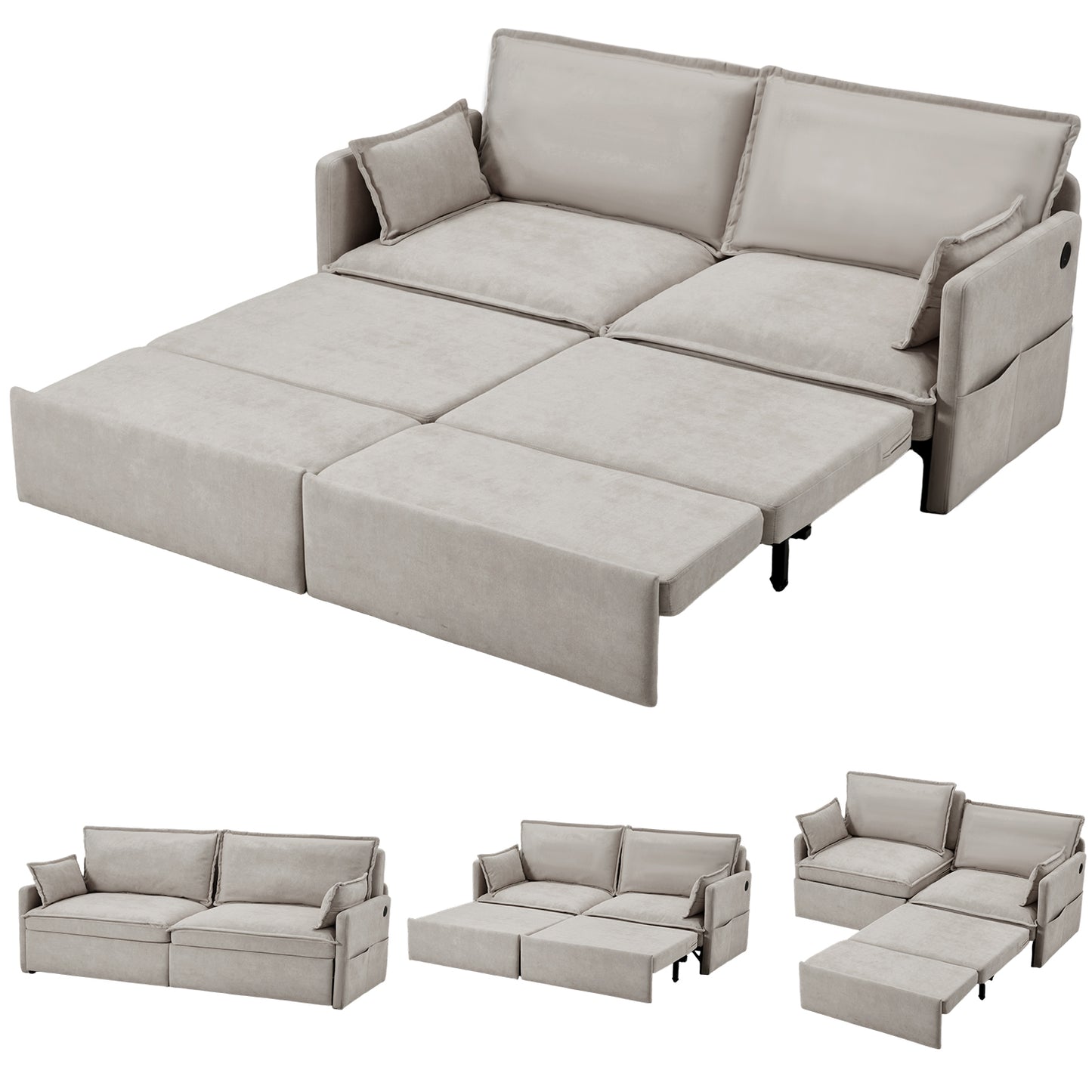 YODOLLA 4 in 1 Sofa Bed Queen, 72" Pull Out Couch Sleeper Sofa Bed