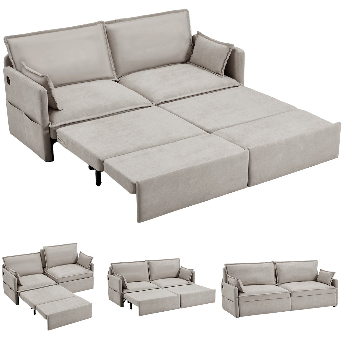 YODOLLA 4 in 1 Sofa Bed Queen, 72" Pull Out Couch Sleeper Sofa Bed