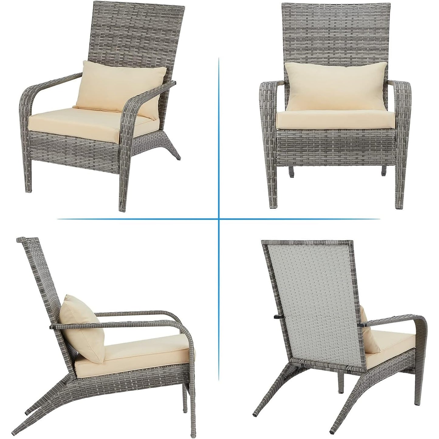 YODOLLA Adirondack PE Rattan Garden Chair, Outdoor Armchair Wicker Lounge Chairs
