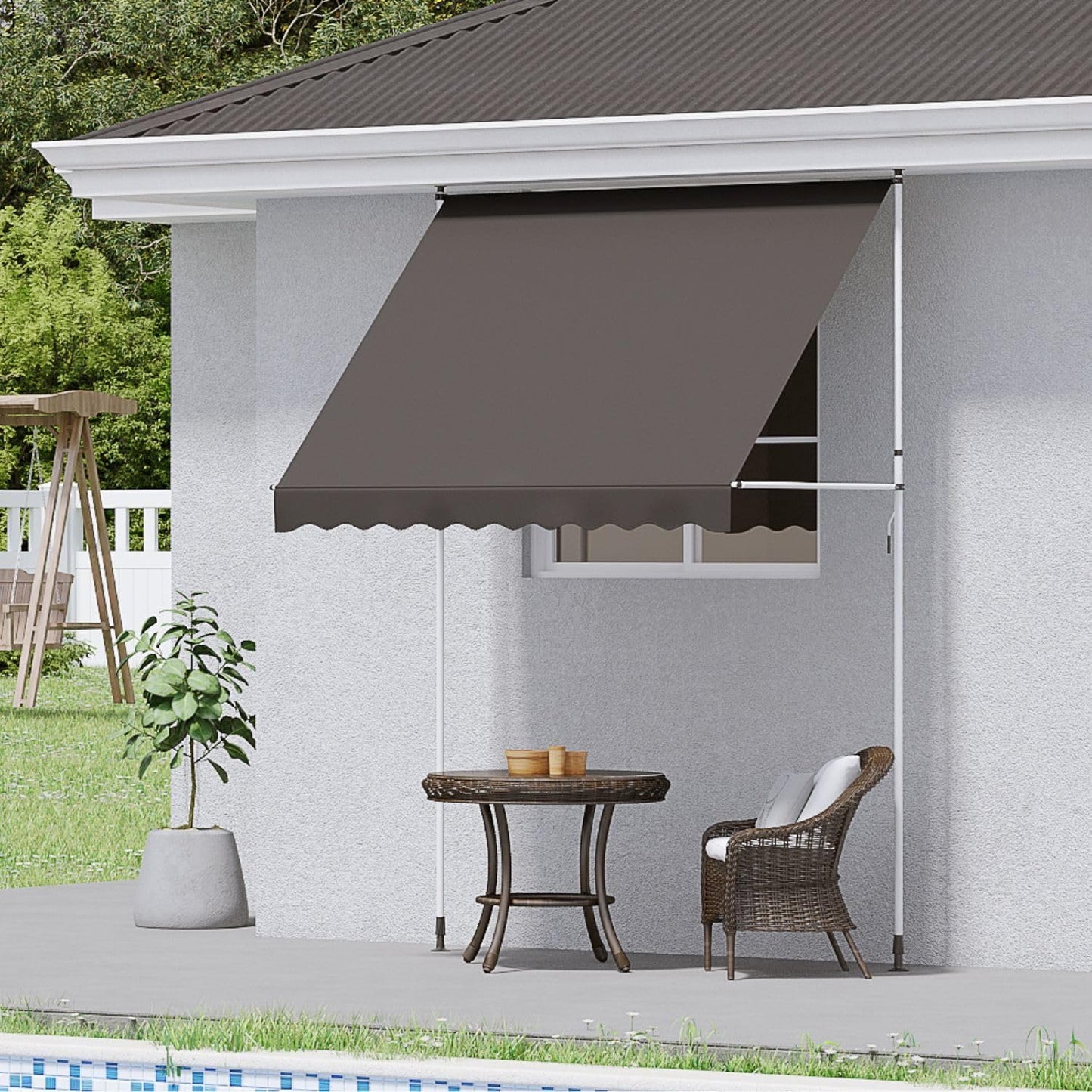 YODOLLA DIY Free Standing Awning, Garden Awnings with Hand Crank