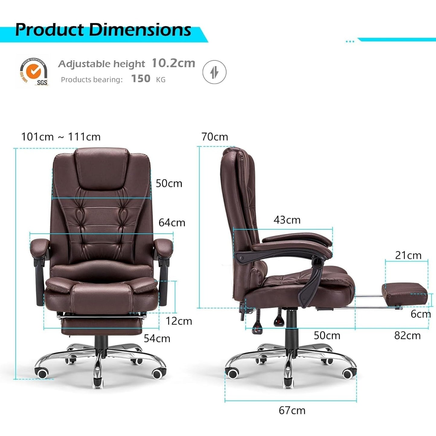 YODOLLA Office Chair with Footrest, Desk Chairs For Home With Back Support