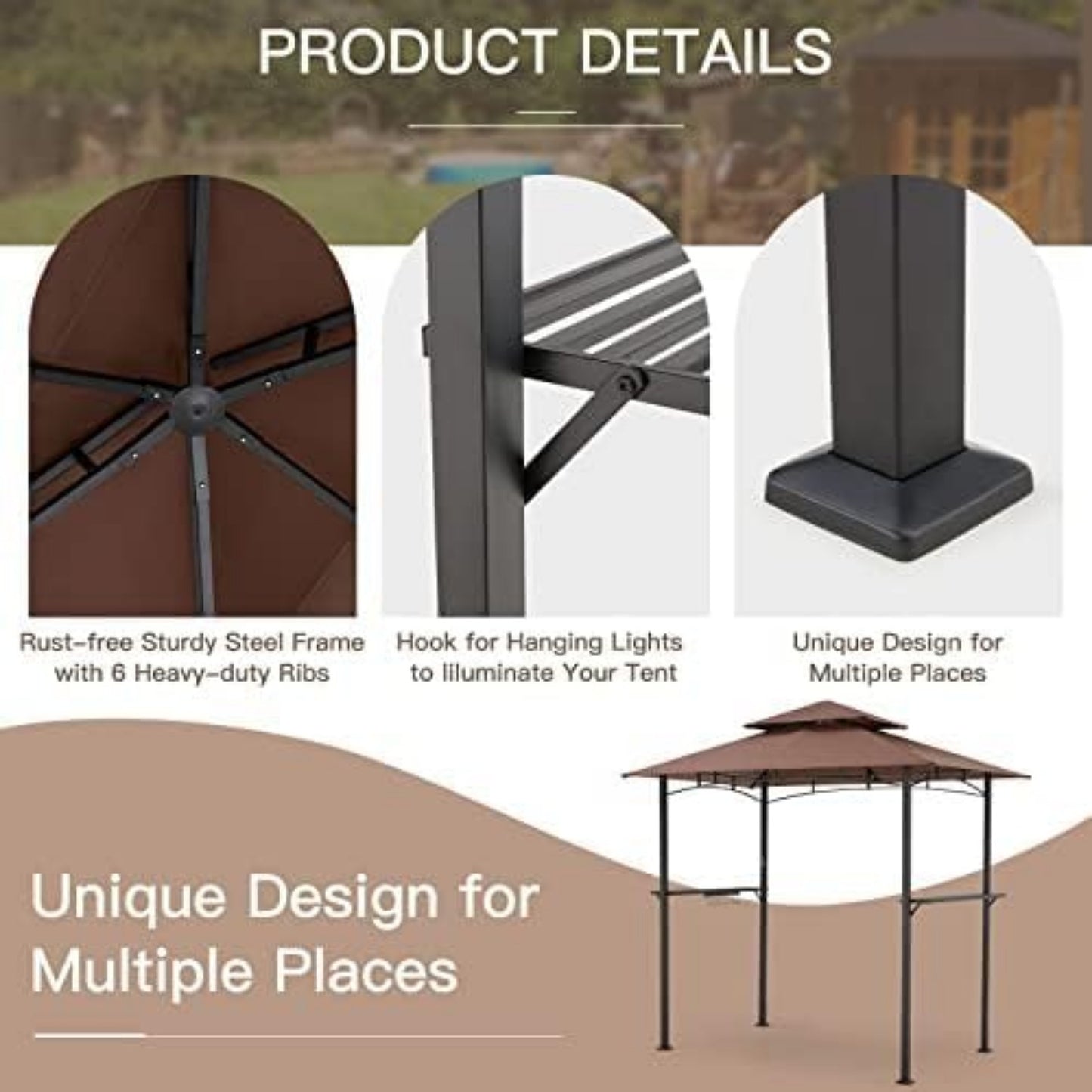 YODOLLA 2.5m Double-Tier BBQ Gazebo Grill Canopy