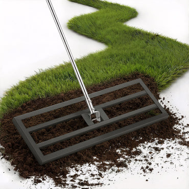 YODOLLA Lawn Leveling Rake 195 x 75×25cm Stainless Steel Lawn Leveller, Black