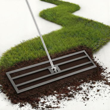 YODOLLA Lawn Leveling Rake 195 x 102×25cm Stainless Steel Lawn Leveller, Black