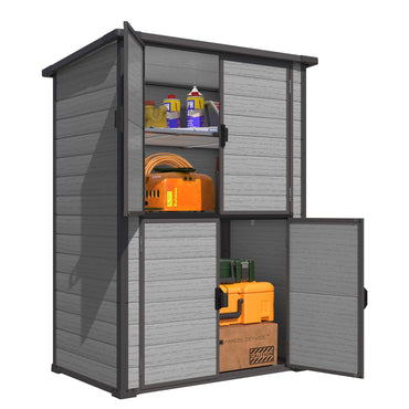 YODOLLA 129.5x89x176.5cm Storage Cabinet with Adjustable Shelves, Grey