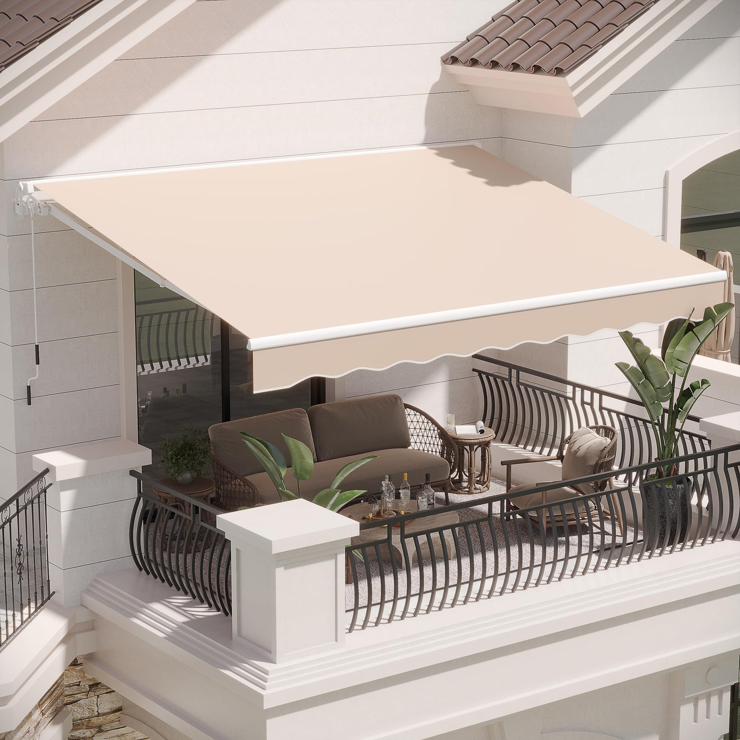 YODOLLA 2 × 2.5m Awnings for Patios Outdoor Garden Awning Canopy, Beige
