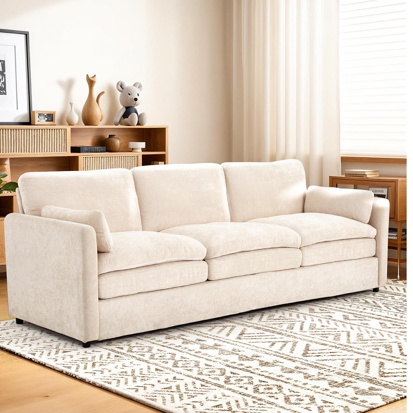 YODOLLA 3 Seater Sofas 226cm Settee Sofa couches with Double Thick Seat Cushion