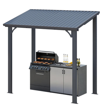 YODOLLA 1.5 × 2.5m Hardtop Gazebo Wall-Mounted Lean to Metal Awnings Pergola