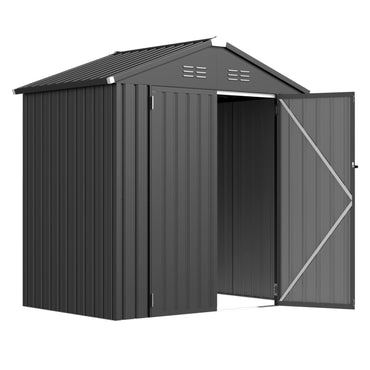 YODOLLA 6x4ft Outdoor Storage Shed Bike Tool Garden Metal Sheds, Dark Grey