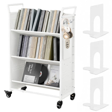YODOLLA 2-in-1 Book Cart with Wheels Utility Cart 352LBS Library Truck Bookshelf