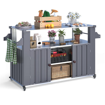 YODOLLA Rolling Outdoor Kitchen Island & Bar Cart