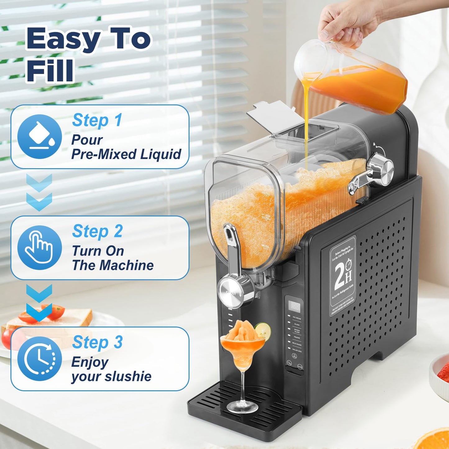 YODOLLA 2.6L Slush Machine Frozen Drink Maker for Slushies, Cocktails & Milkshakes