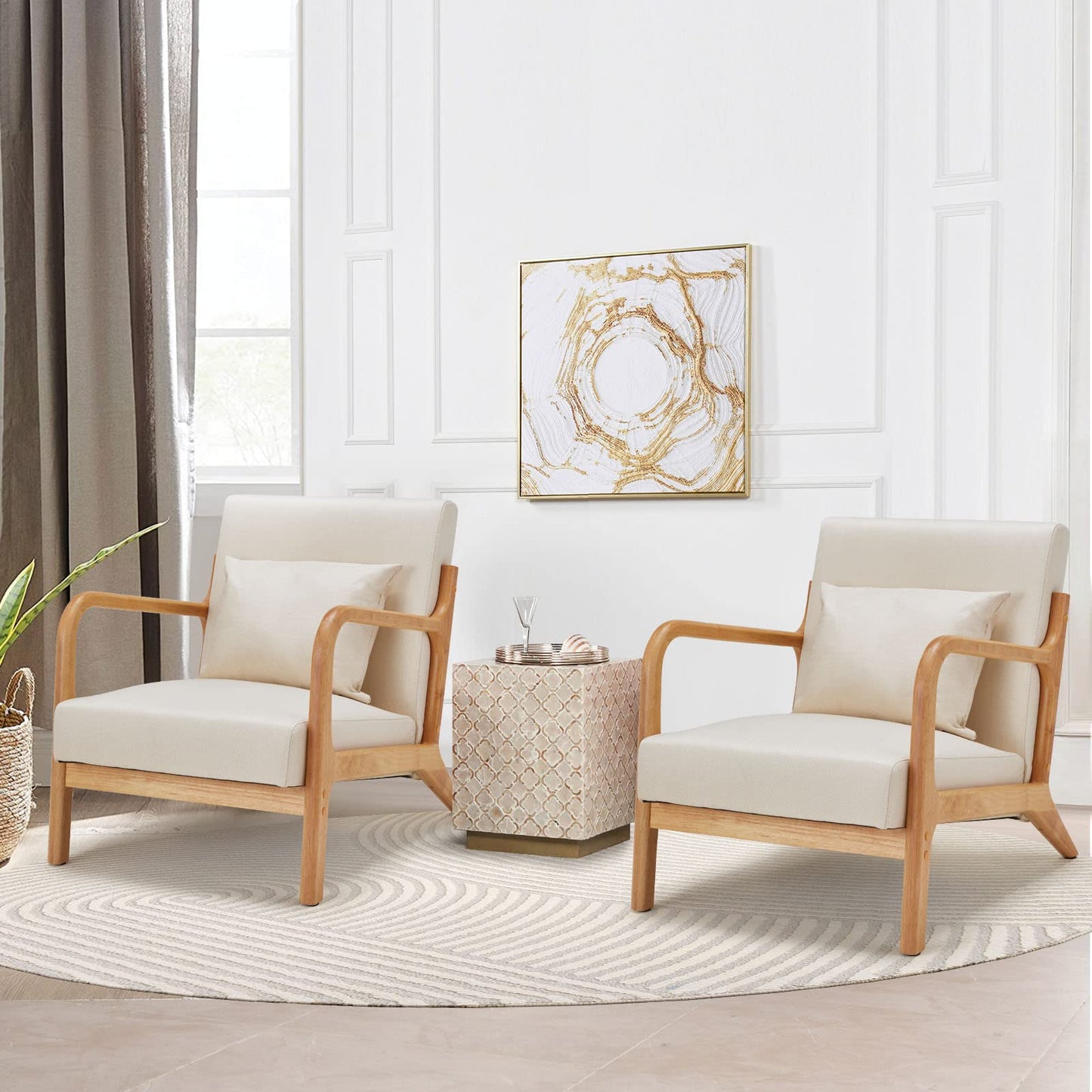 YODOLLA Mid-century Armchair, Tub Chair with Wood Frame