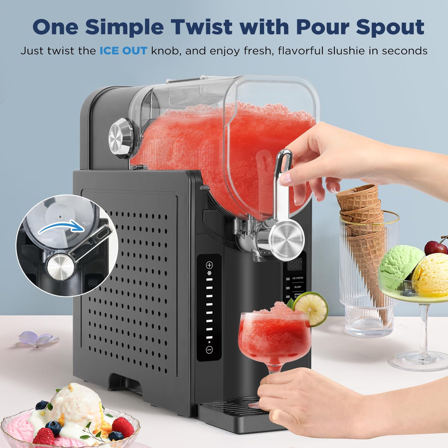YODOLLA 2.6L Slush Machine Frozen Drink Maker for Slushies, Cocktails & Milkshakes