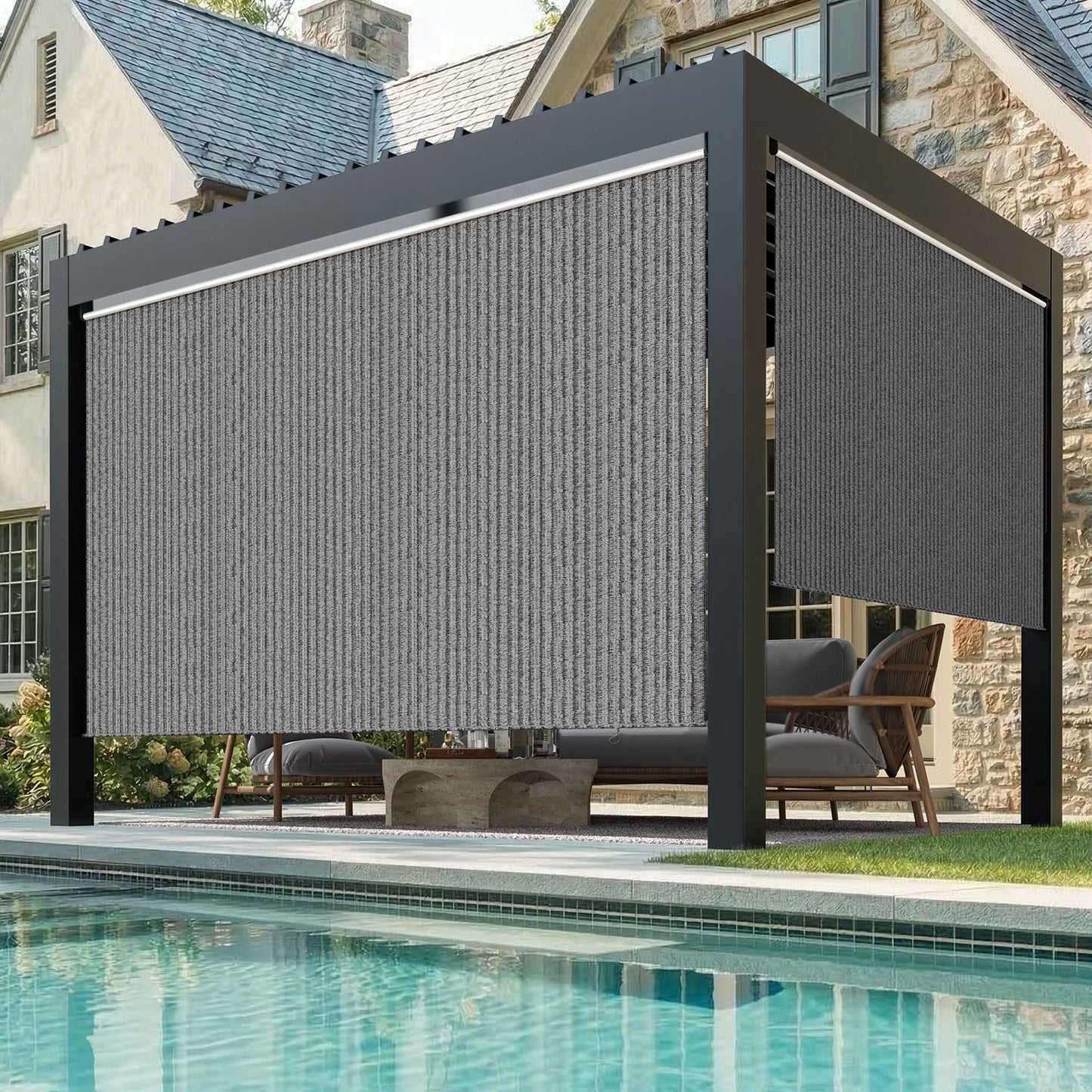 YODOLLA 10'(W) × 8'(H) Roller Shade Sun Shade Cover Canopy with 99% UV Protection