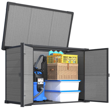 YODOLLA Garden Storage Box Shed Storage Cabinet with Lockable Openable Lid