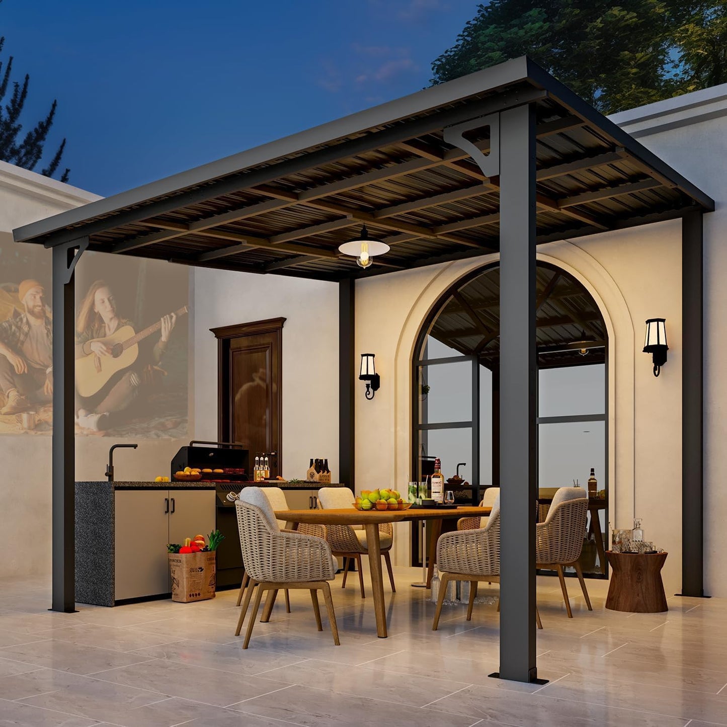 YODOLLA 3x3m Aluminium Lean-to Gazebo