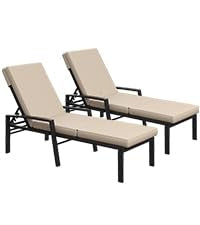 YODOLLA PE Rattan Sun Loungers , 5-level Reclining Back & Removable Cushion