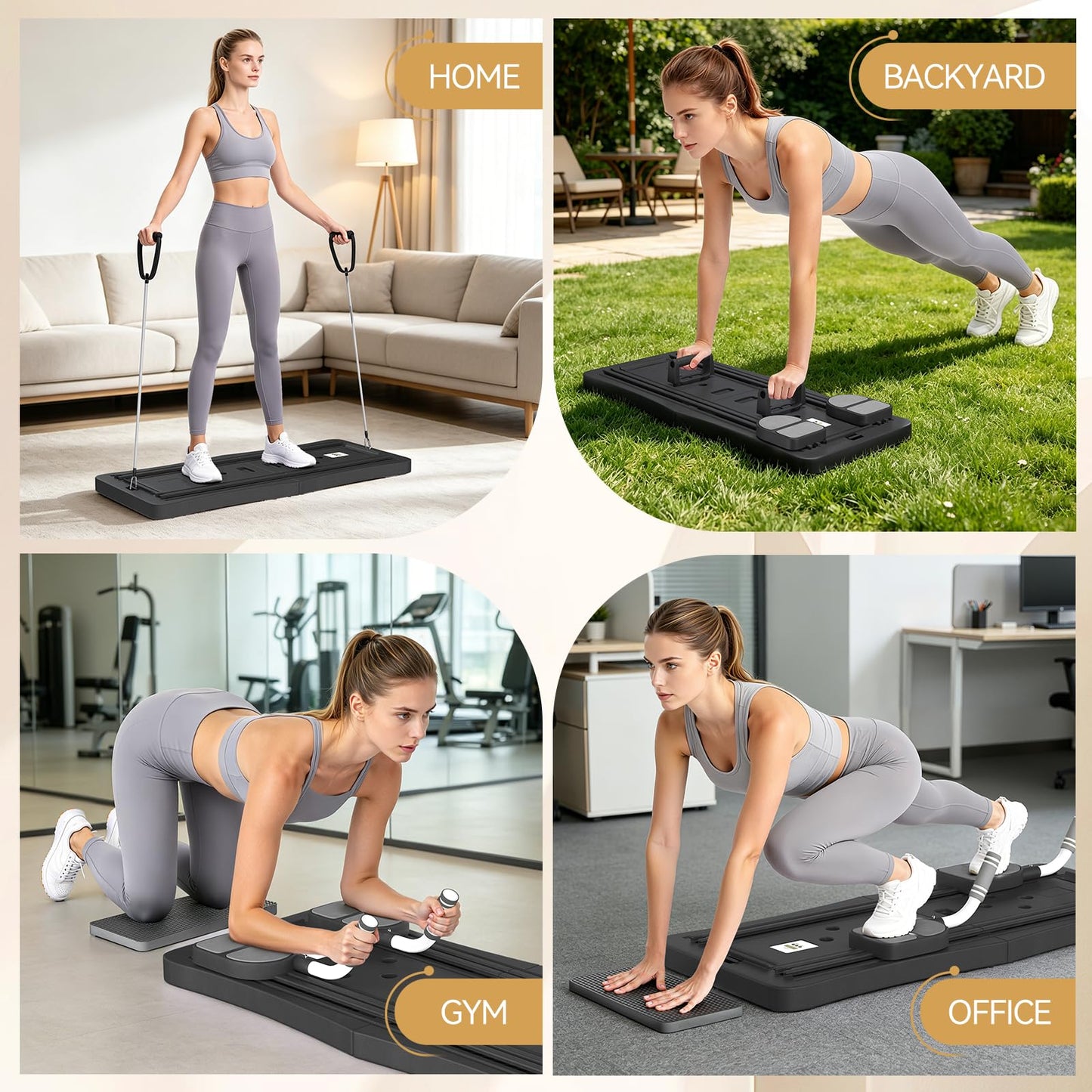 YODOLLA 5 in 1 Foldable Pilates Reformer Board with LED Counter, Black