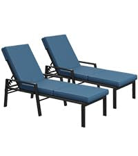 YODOLLA PE Rattan Sun Loungers , 5-level Reclining Back & Removable Cushion
