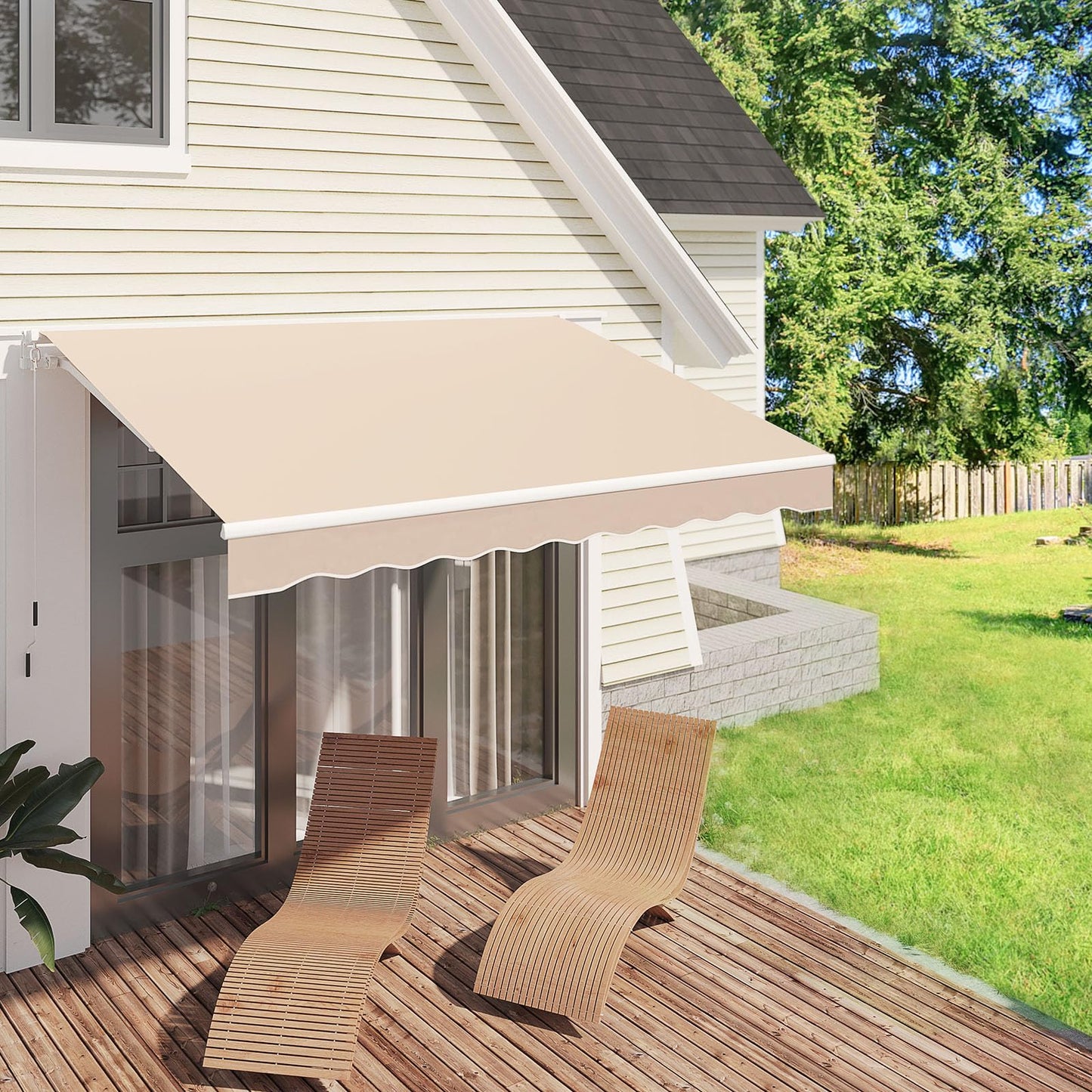 YODOLLA 2 × 2.5m Awnings for Patios Outdoor Garden Awning Canopy, Beige