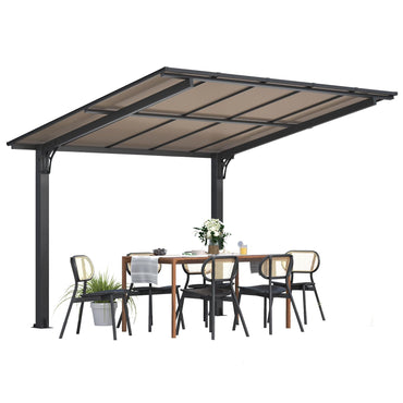 YODOLLA 3x2.6m Freestanding Hardtop Lean to Gazebo Pergola for Patio