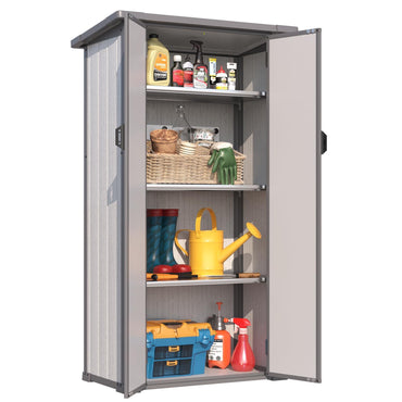 YODOLLA Tall Outdoor Storage Cabinet with 3 Adjustable Shelves