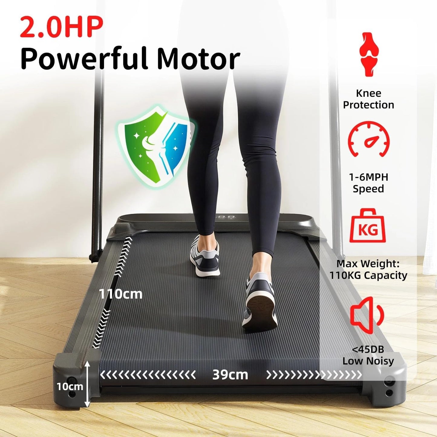 YODOLLA Walking Pad Foldable Treadmill with 8% Incline for Home & Office