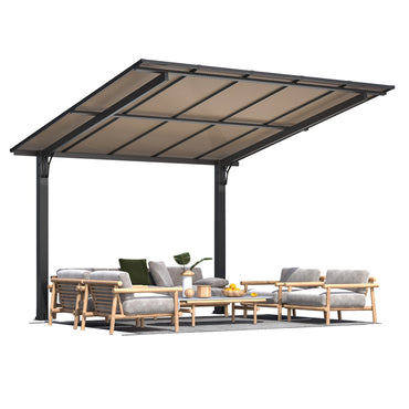 YODOLLA 3x3m Freestanding Hardtop Lean to Gazebo Pergola for Patio