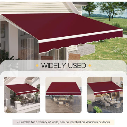 YODOLLA 305 × 244 cm Retractable Manual Awning, Folding Awning with Hand Crank Patio