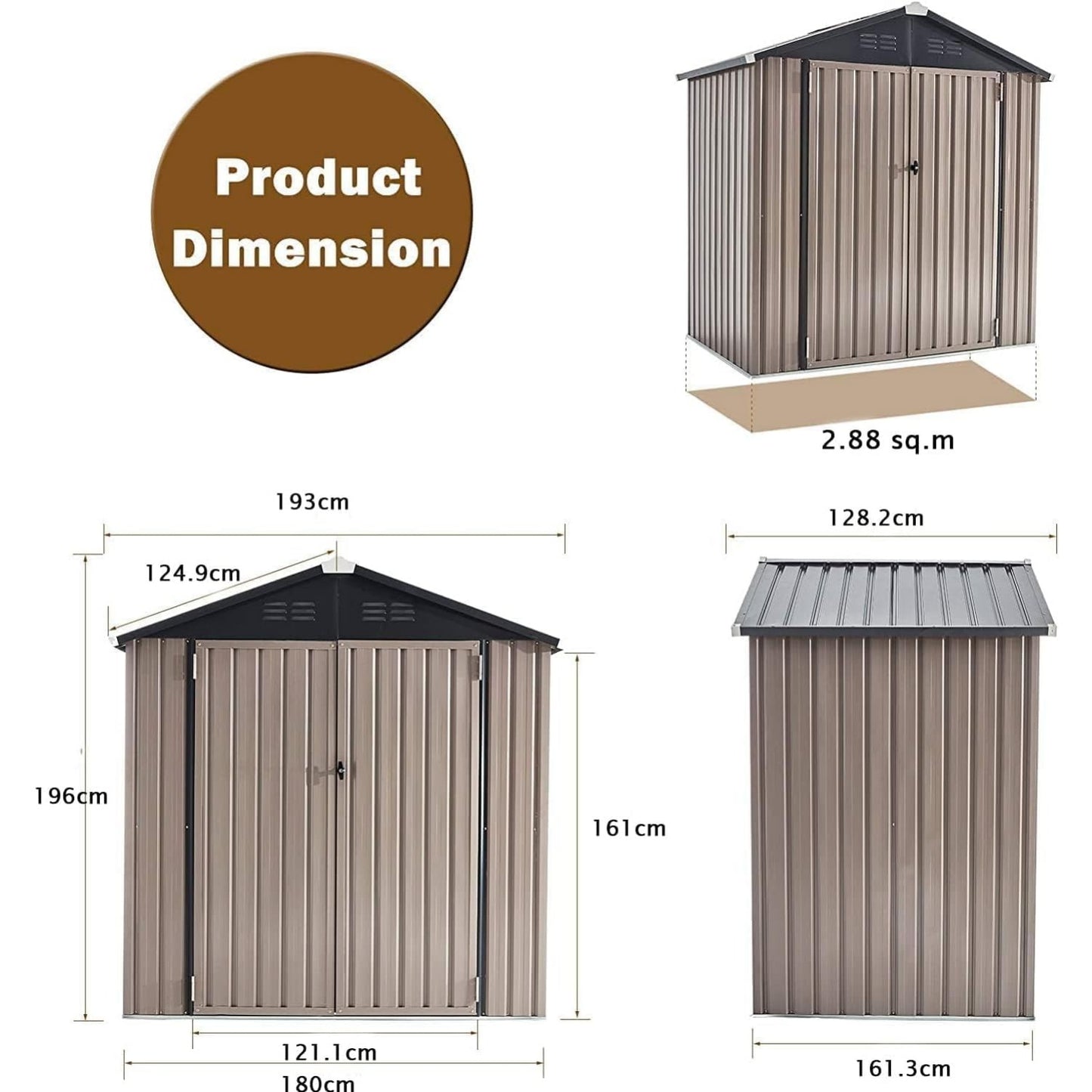 YODOLLA Outdoor Storage Shed, Bike Tool Garden Metal Sheds With Lockable Door